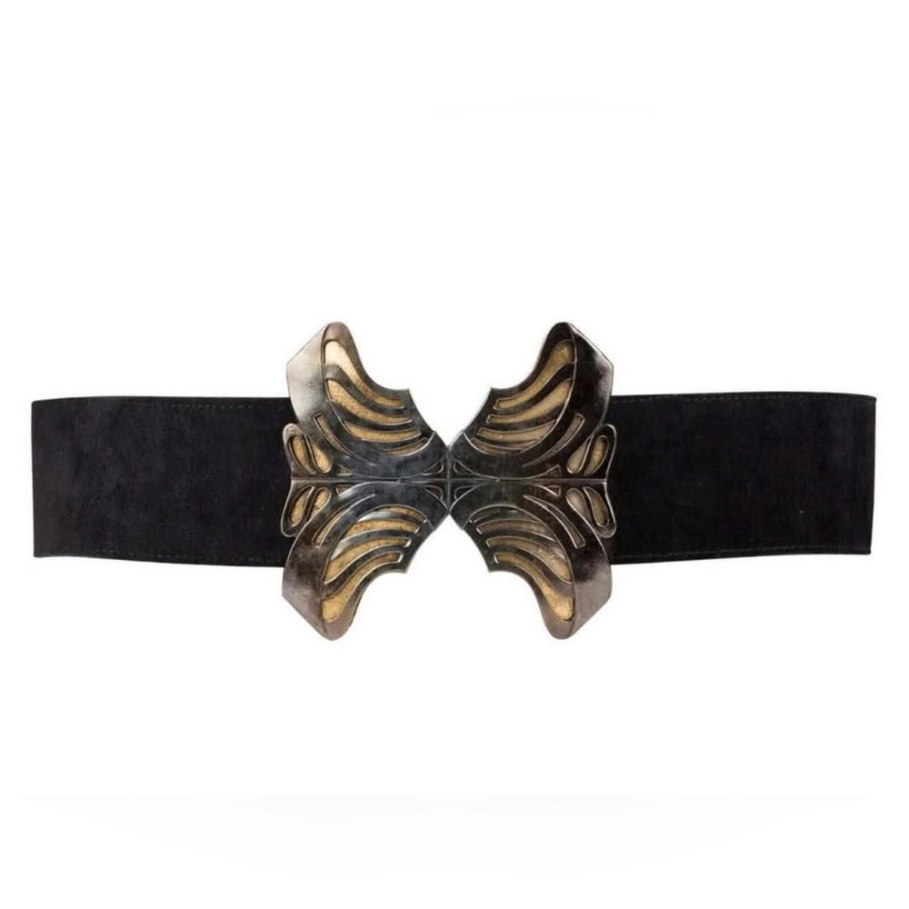 Yves Saint Laurent Iconic Vintage 1970's Black Butterfly Oversized Buckle